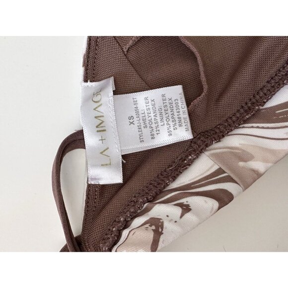 LA + Image Two Piece Active Wear Set Legging & Sports Bra Tie Dye Tan Women’s XS - Picture 4 of 7